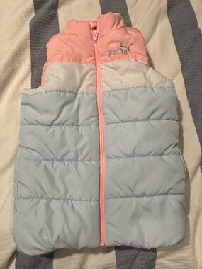 Puma Coral Pink and Light Gray Puffer Vest